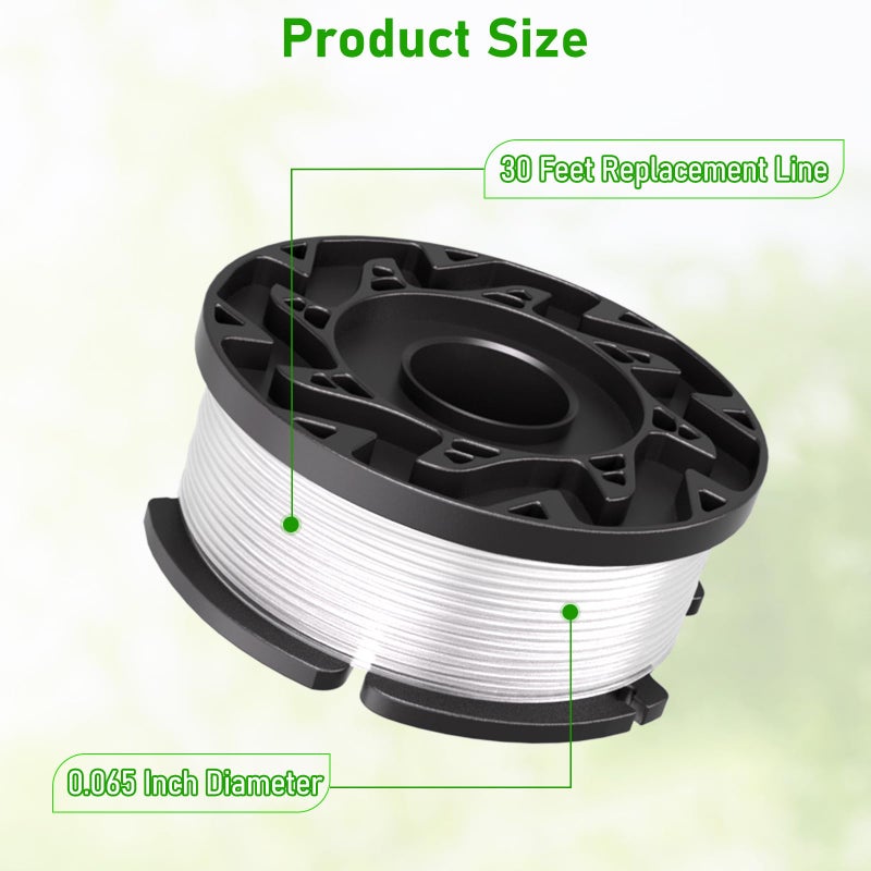 Hechuang AF-100 Weed Eater Spool 6+2 Pack 30ft 0.065'' Line String Trimmer Replacement Spool for Black+Decker AF+100 String Trimmers, (6 Replacement Spool, 2 Trimmer Cap, 2 Pack Spring) - Image 3